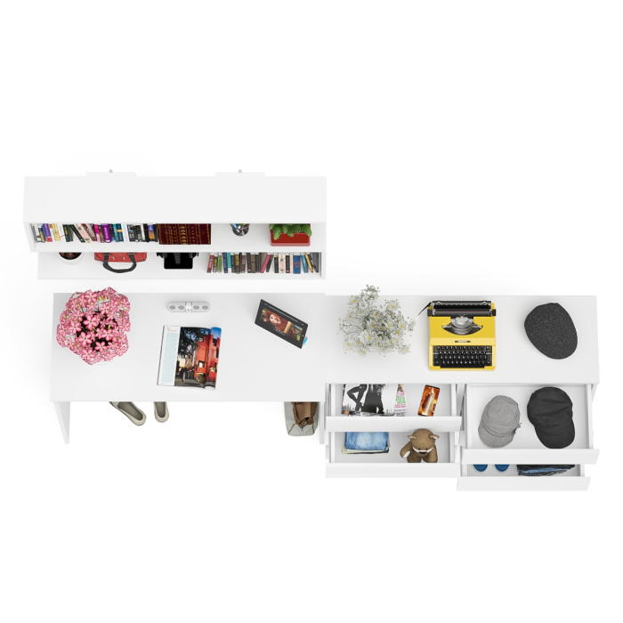 Прямые компьютерные столы, Мори стол письменный 1200.1 с полкой 1200 и широким комодом