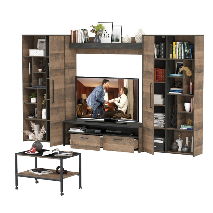 Стенки для гостиной, Модульная мебель для гостиной в стиле лофт Трувор № 142 с журнальным столиком