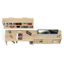 Тумба большая с дверками и нишами с письменным столом Мори и верхней полкой на 1200