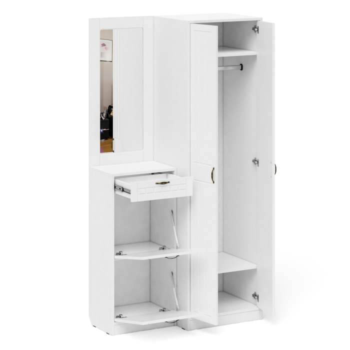 Прихожие, Зеркало для прихожей с обувницей и шкафом П-6 № 17 МДФ фрезеровка прованс