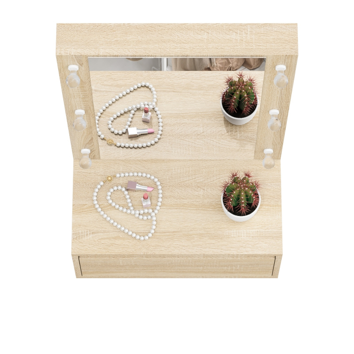 С зеркалом, Стол косметический навесной с подсветкой