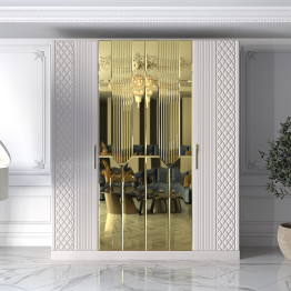 Шкаф распашной 4-х дверный с зеркалом Савелья кашемир