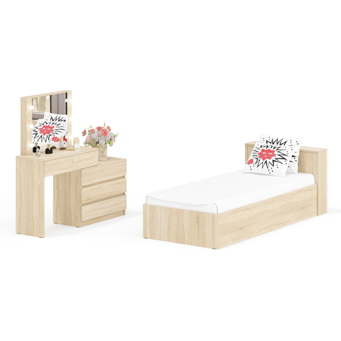 Спальные гарнитуры, Стол косметический с подсветкой 110 с кроватью с выдвижными ящиками Ксения 900