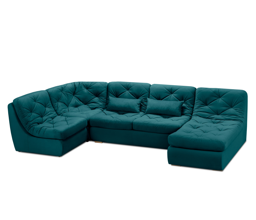 Диваны угловые в гостиную, Диван модульный Борнео со спальным местоп П-образный, велюр