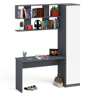 Прямые компьютерные столы, Пенал высокий с дверкой с письменным столом Мори МСП1200.1 и открытой навесной полкой