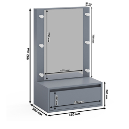 Косметический навесной столик с подсветкой и комод с ящиками и дверками 123-1604