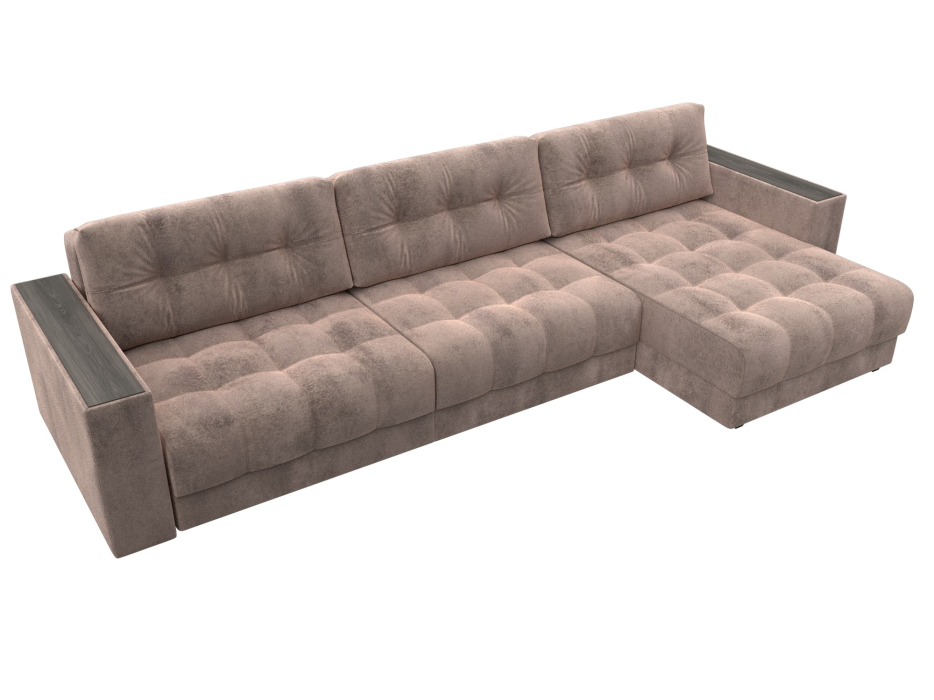 Дизайнерские диваны для гостиной, Диван угловой с декором Лига-049 НПБ Лонг, велюр TOWER