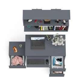 Компьютерный стол Мори МС-6 ящики справа с навесной полкой 900 и тумбой с ящиком