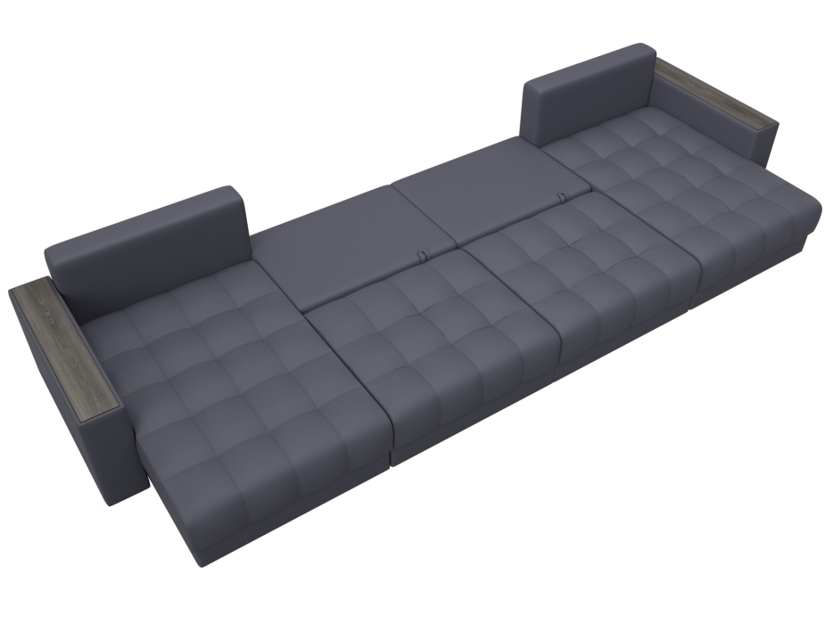 Дизайнерские диваны для гостиной, Диван П-образный с декором Лига-049 НПБ Лонг, экокожа GRIFON