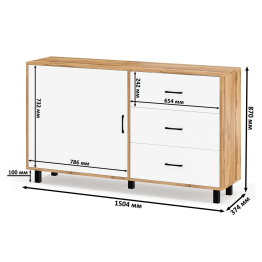 Стол косметический навесной с подсветкой и комод 122-1504