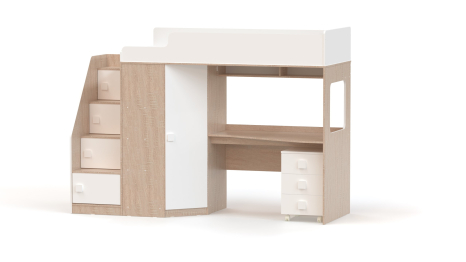 Кровать-чердак с угловым шкафом и столешницей Ridgimmi 11.1