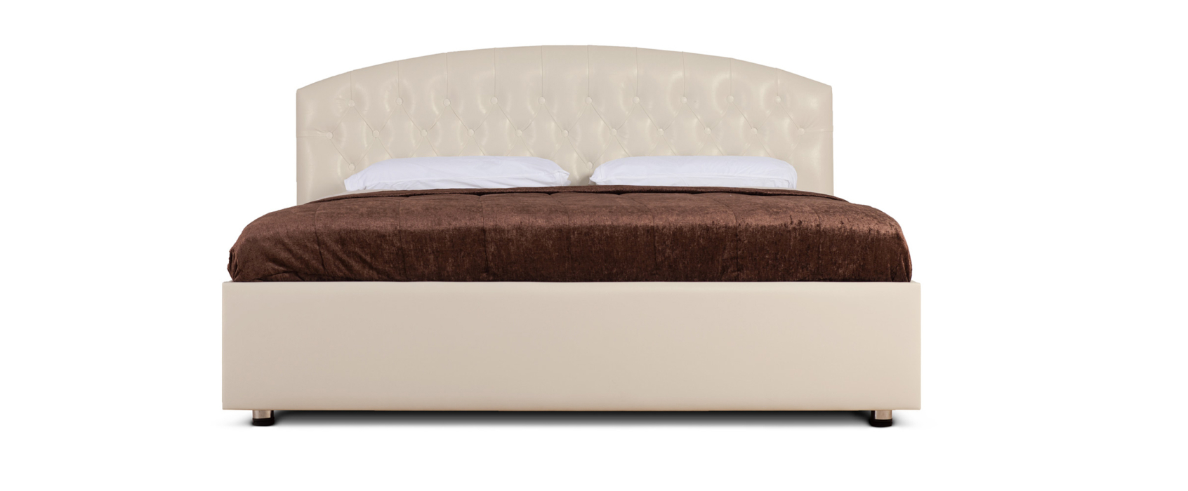 Двуспальные, Кровать с мягким изголовьем Пальмира, база, экокожа, 140*190