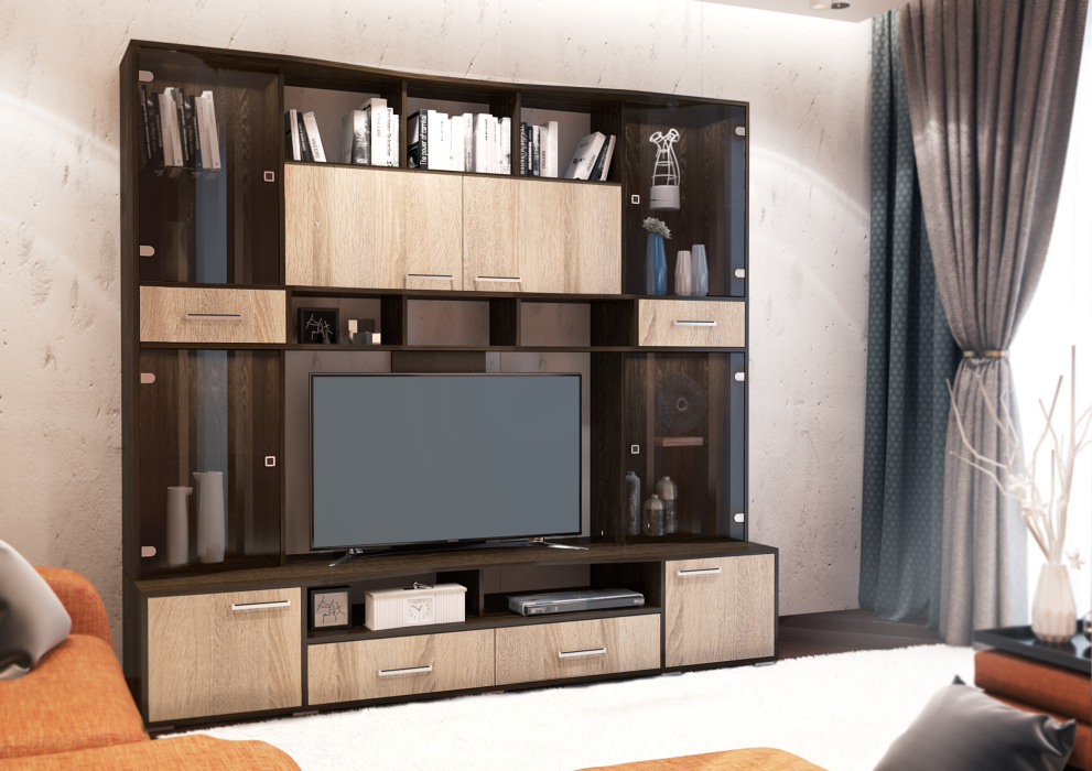 Стенки для гостиной, Гостиная Орхидея +ШКАФ+ПЕНАЛ (кантер / сонома)