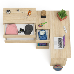 Комод Мори МК800 4-ре ящика с угловым компьютерным столом Мори МС-16 тумба слева