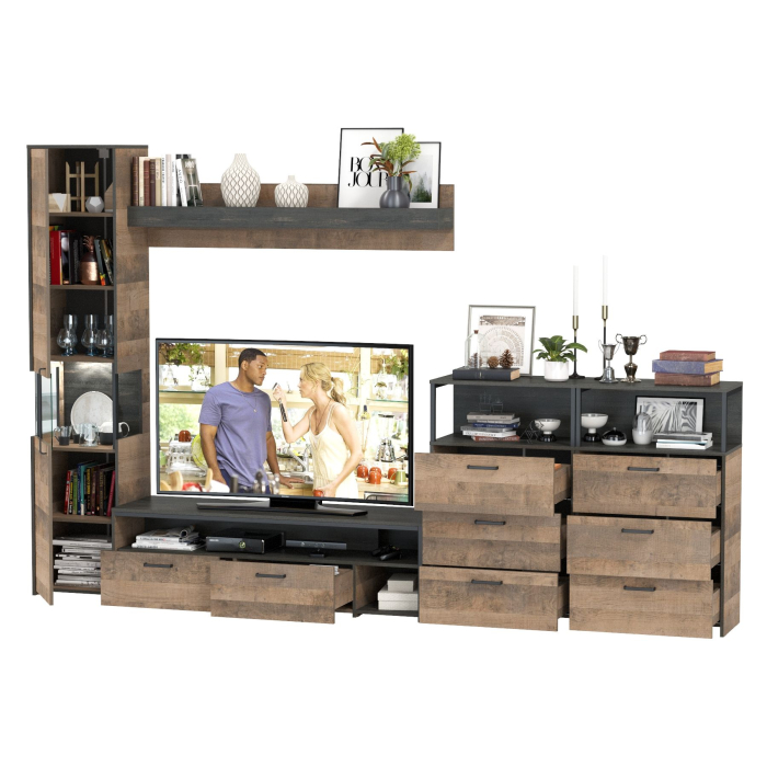 Стенки для гостиной, Гостиная лофт с подсветкой пенала Трувор № 101