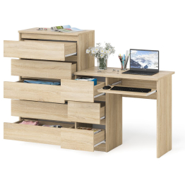 Комод высокий Мори МК700 5-ть ящиков и стол компьютерный Мори МС-6 левый