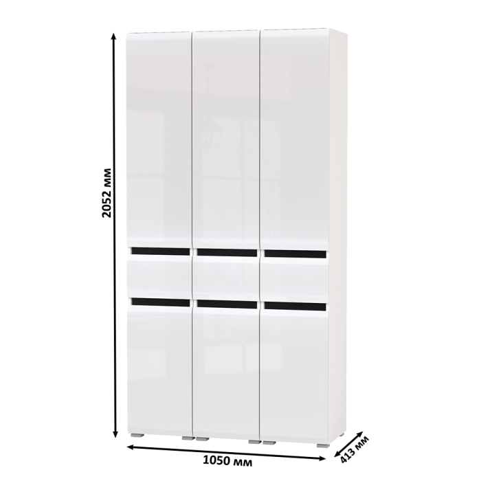 Шкафы распашные, Три пенала с выдвижными ящиками Сидней