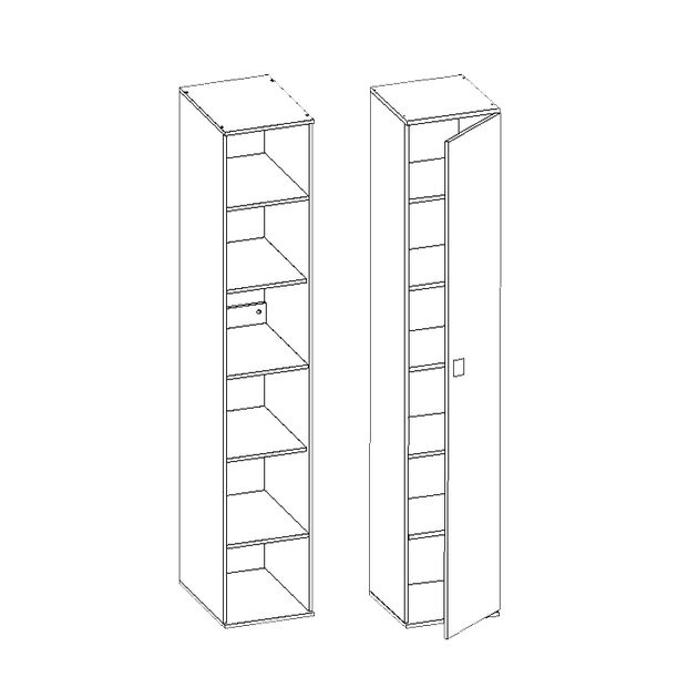 Для одежды, Шкаф однодверный с зеркалом и полками Шерри ШК-1Z