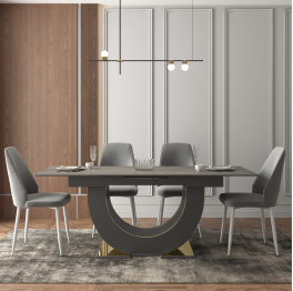 Стол Монако, столешница керамогранит (1600/2000х900х820) золото