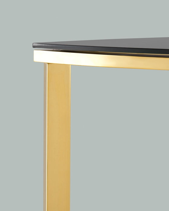 Журнальные столики, Консоль АЛЬБА 115х30 (Стекло черное/Сталь золото)