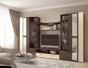 Гостиная Гамма (венге / дуб) (с зеркалами)