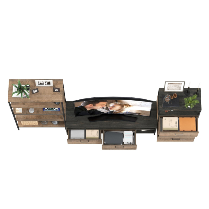 Стенки для гостиной, ТВ-тумба Трувор с открытым стеллажом и комодом с ящиками