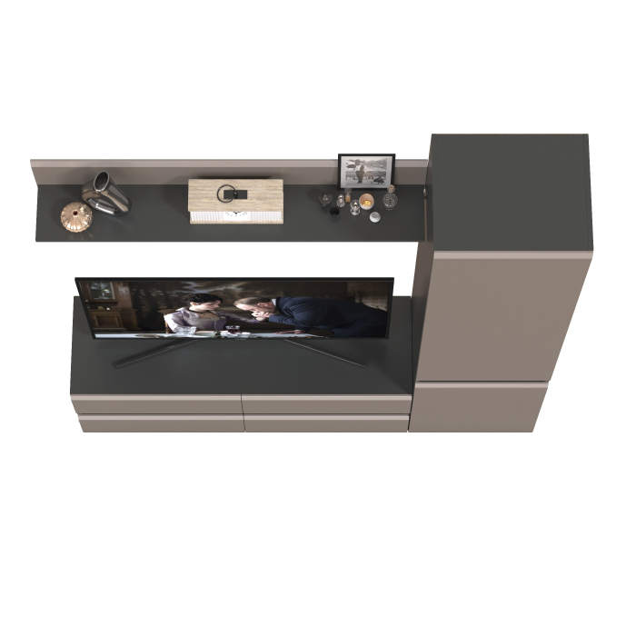 Стенки для гостиной, Широкий шкаф-пенал Сидней с полочкой и ТВ-тумбой