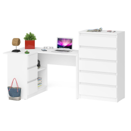 Комод на 700 5-ть ящиков и стол компьютерный МС-16 угловой левый серии Мори