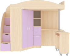 Кровати-чердаки, Кровать чердак Юниор 4, Дуб Молочный
