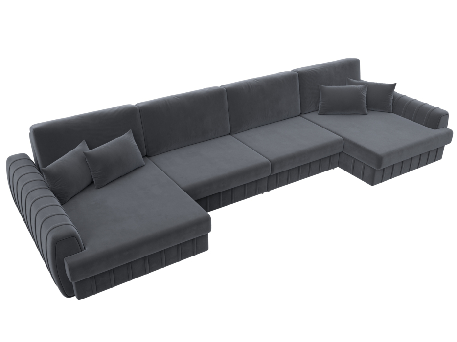 Диваны угловые в гостиную, Диван П-образный Лига-057 НПБ Лонг, велюр SEVEN