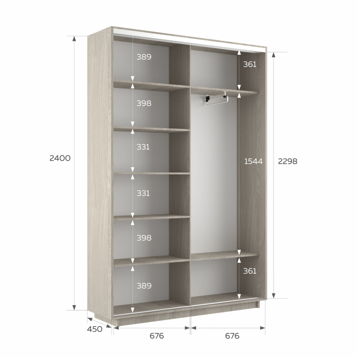 Шкафы-купе 2-х дверные, Шкаф-купе Экспресс 2-х дверный Фотопечать Калейдоскоп Стекла 140х45х240