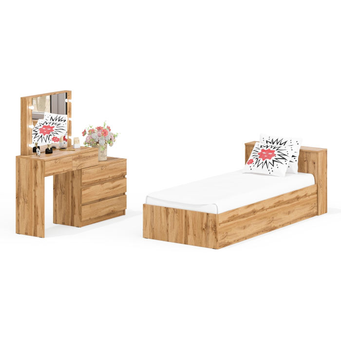 Спальные гарнитуры, Стол косметический с подсветкой 110 с кроватью с выдвижными ящиками Ксения 900