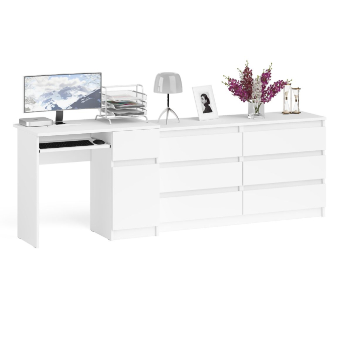 Компьютерные столы, Комод Мори МК1380 6 выдвижных ящиков с компьютерным столом МС-1 правый