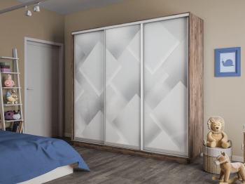 Шкаф-купе Экспресс 3-х дверный Фотопечать Квадрат Стекла 210х45х220