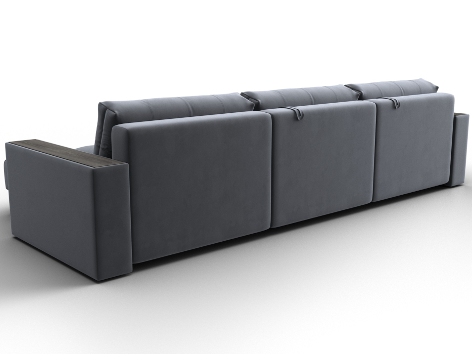 Дизайнерские диваны для гостиной, Диван угловой с декором Лига-049 НПБ Лонг, велюр SEVEN