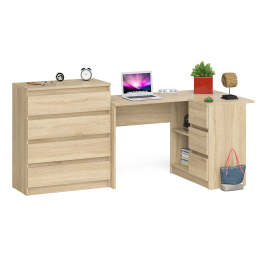 Комод Мори МК-800 4 ящика и угловой стол компьютерный МС-16 правый