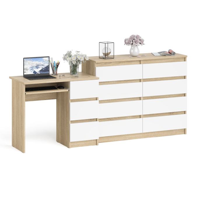 Компьютерные столы, Комод Мори МК1200 8-мь ящиков со столом компьютерным МС-6 правым