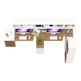 Лидер-8 мебель для детской для двоих детей из столов с открытыми полками и пенала с нишей и тумбы 3.16