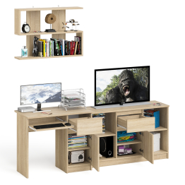 Открытая полка Мори 900 с компьютерным столом МС-1 правый и тумбой 1204-1