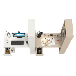 Два письменных стола Лайт 10.01 со шкафом с полками