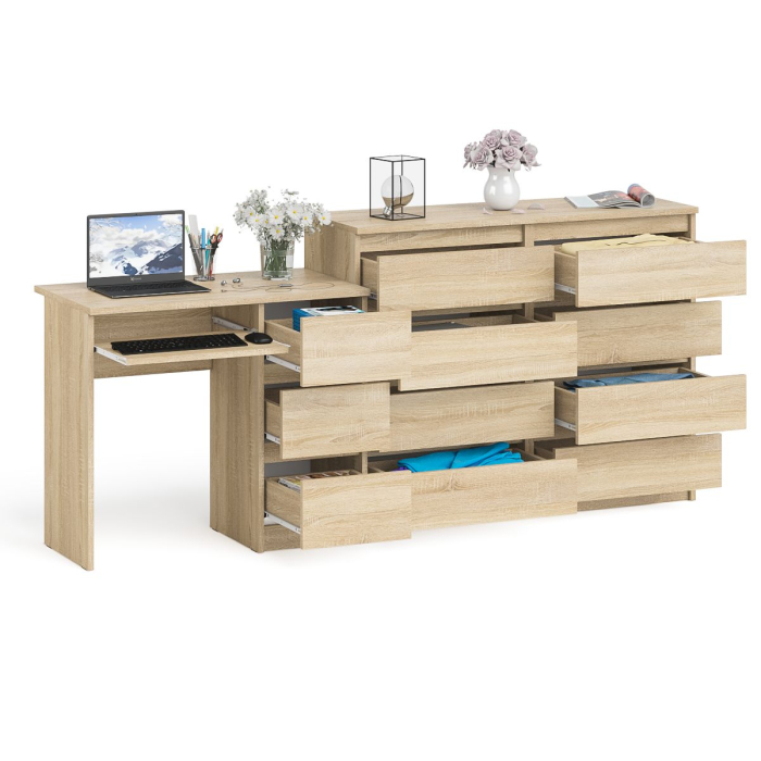 Компьютерные столы, Комод Мори МК1200 8-мь ящиков со столом компьютерным МС-6 правым