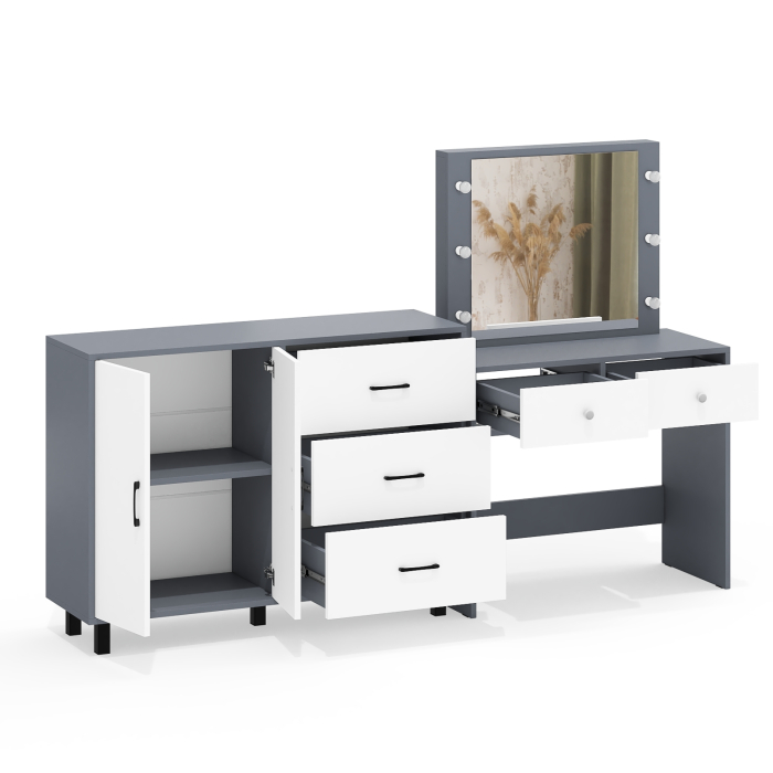 С зеркалом, Комод 123-1204 и косметический столик с подсветкой СТ-5