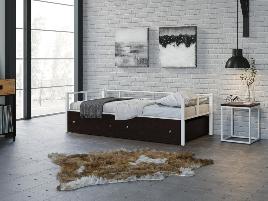 Кровати одноярусные, Односпальная кровать Арга ящики венге