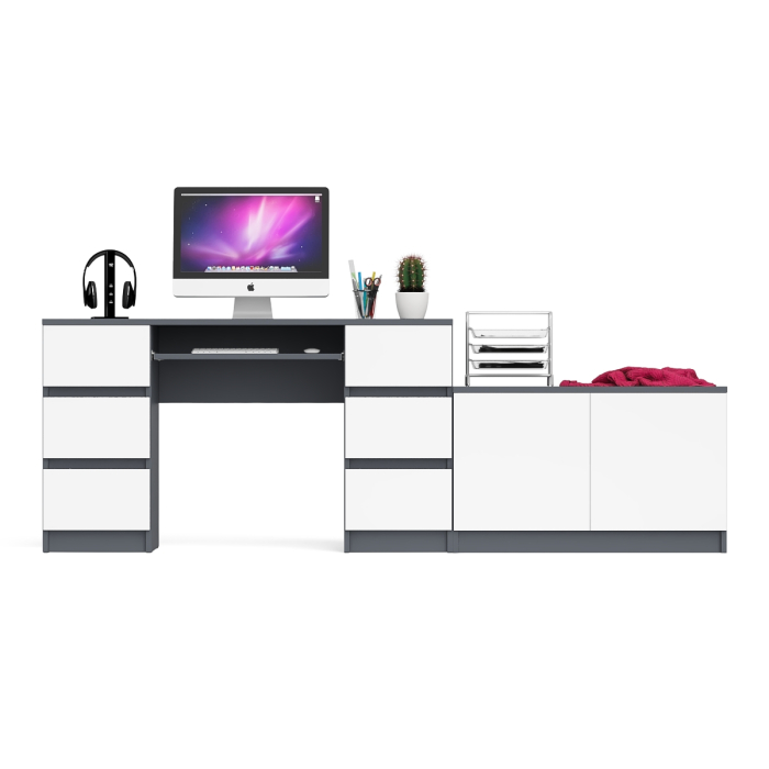 Прямые компьютерные столы, Двухтумбовый компьютерный стол Мори МС-2 с широкой тумбой на 900