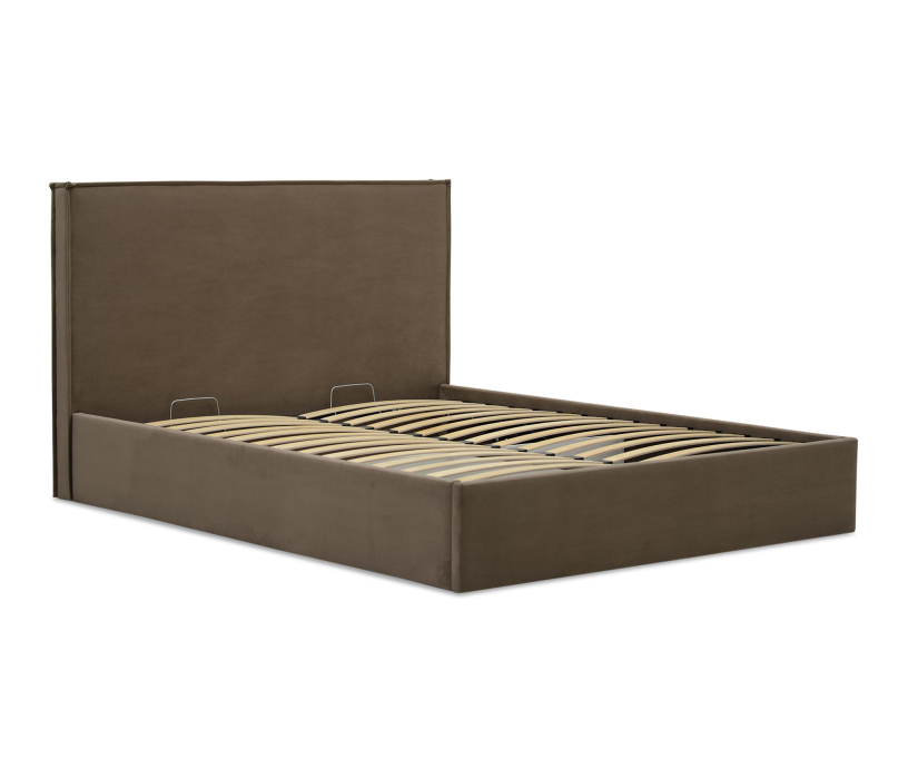 Мягкая кровать, Двуспальная кровать ЛУТОН 180х200, с подъемным механизмом, велюр