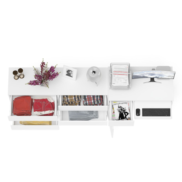 Компьютерные столы, Комод 6-ть ящиков Мори 1380 и стол компьютерный МС-1 дверка и ящик слева