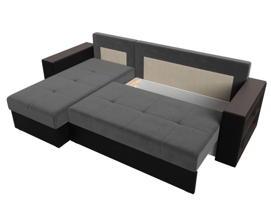 Диваны угловые в гостиную, Диван угловой Дубай Лайт, велюр/экокожа, левый угол