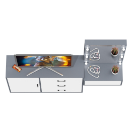 Комод с дверками и ящиками 122-1204 и косметический столик навесной с подсветкой