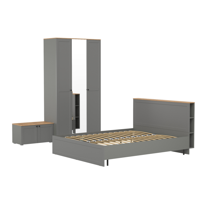 Спальные гарнитуры, Спальня из кровати 1600 с ортопедом и шкафа для одежды Остин 13.336.03 и тумбы две дверки