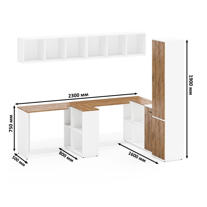Домашние кабинеты, Мебель для рабочего места для двоих Лидер-8 № 34